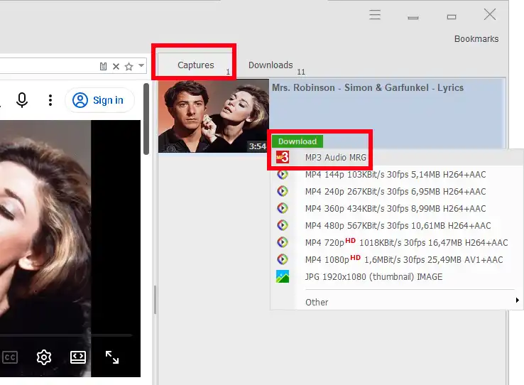 VCap Downloader (VCapDL) capture MP3 audio file